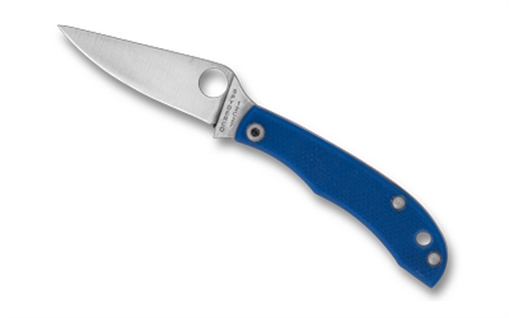 Spyderco HONEYBEE, Folding Knife, 1.68" Drop Point Blade, 12C27 Blade Steel, 3.72" Overall Length, Slipjoint Lock, Satin Finish, Silver Blade, Blue G-10 Handle C137GBLP