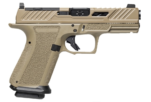 Shadow Systems MR920 Elite, Striker Fired, Semi-automatic, Polymer Frame Pistol, Compact, Massachusetts Compliant, 9MM, 4" Black Spiral and Fluted Barrel, Nitride Finish Elite Slide, Flat Dark Earth, Optics Ready, Flat Faced Trigger, Trigger Safety, Tritiu