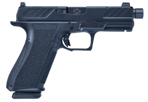Shadow Systems XR920, Foundation, Striker Fired, Semi-automatic, Polymer Frame Pistol, Compact, 4.5" Threaded Barrel, Nitride Finish, Black, Green Tritium Front Sight, Black Serrated Rear Sight, Optics Ready Slide, 17 Rounds, 2 Magazines, Includes (3) Back