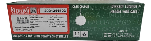 Sterling 12 Gauge Shotgun Ammo - Tornado Slug 1,470 fps 2.75 inch 200rd Case 8698779960452
