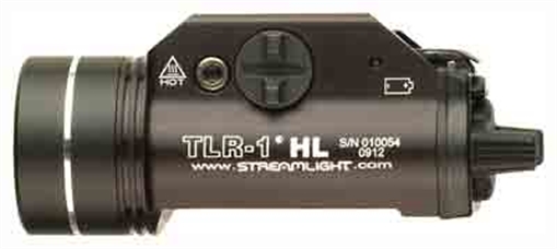 Streamlight TLR-1 HL, High Lumen Rail Mounted Tactical Light, C4 LED, 1000 Lumens, Strobe, Black, 2x CR123 Batteries 69260