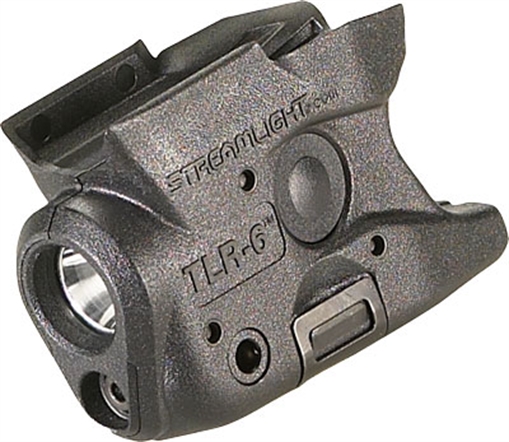 Streamlight TLR-6, Tac Light w/laser, For S&W M&P Shield, White LED and Red Laser, 100 Lumens, Includes 2 CR 1/3N Lithium Batteries, Black Finish 69273