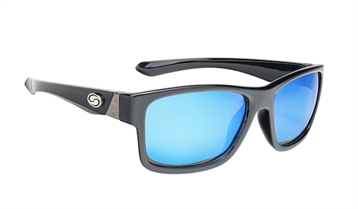 STRIKE KING LURES SK PRO SUNGLASSES SHINY BLACK FRAME WHITE BLUE MIRROR SG-P301