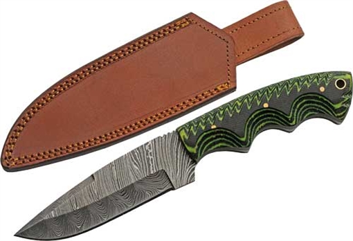 SZCO RITE EDGE 5" TREE RIDGE MICARTA DAMASCUS CP W/SHEATH DM1309