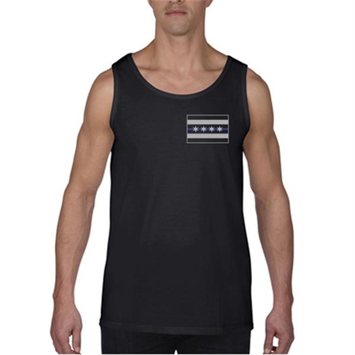 Thin Blue Line Tank - Chicago Thin Blue Line Flag CHIC-TANK-BLACK-XXXL