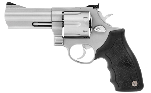 Taurus USA Model 44, Double Action, Metal Frame Revolver, Large Frame, 44 Magnum, 4" Ported Barrel, Stainless Steel, Matte Stainless Finish, Silver, Rubber Grips, Adjustable Sights, 6 Rounds 2-440049 2440049