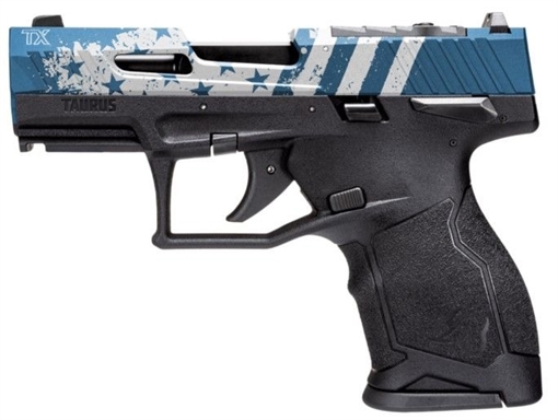 Taurus TX 22 Handgun 22LR 10rd Magazines (2) 3.6" Barrel Black with Blue US Flag Slide 1-TX2213Y-10US3