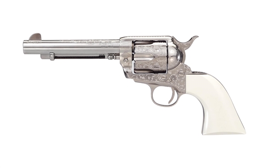 Taylor's 1873 Outlaw Legacy Handgun .45 Colt 6rd Capacity 5.5" Barrel Engraved Nickel with White RC1/200067