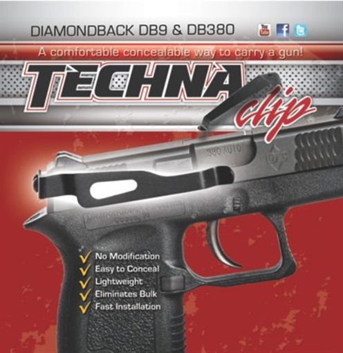 TECHNA CLIP GUN BELT CLIP FOR DIAMONDBACK DB9/DB380 RIGHT HAND ( 6 PER CASE ) DBBR