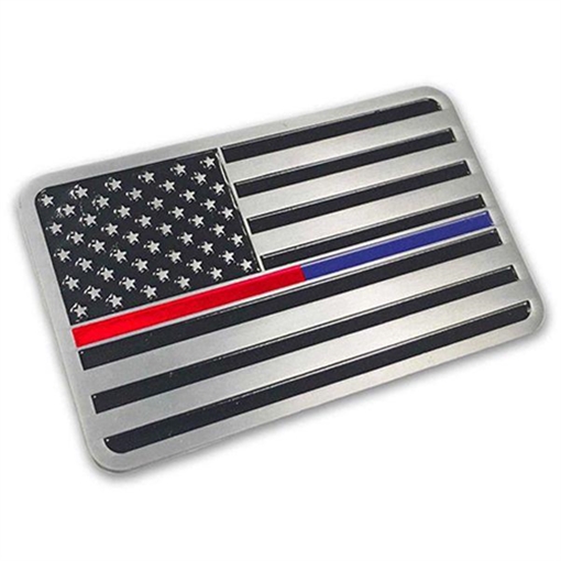 Thin Blue Line Dual Flag Car Emblem DUAL-CAR-EMBLEM