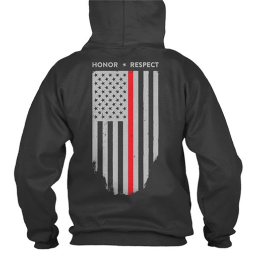 Thin Blue Line Hoodie - Thin Red Line American Flag Honor & Respect TRL-H-BLACK-XXL