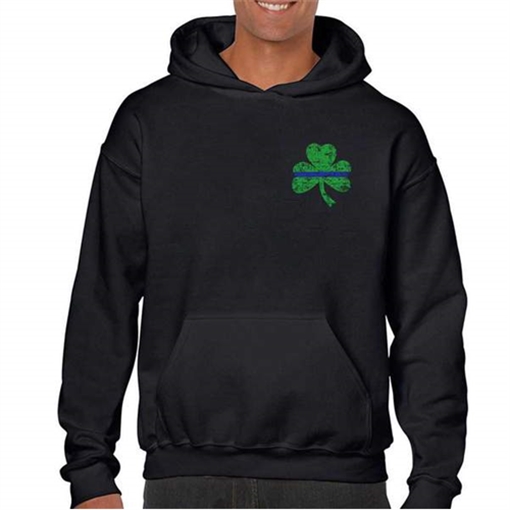 Thin Blue Line Thin Blue Line Hoodie, Small Shamrock STPAT-SM-TBL-H-BLACK-XL