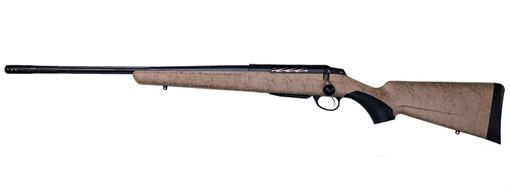 Tikka T3x Lite 308 Win 3+1 20" Fluted/Threaded, Black Barrel/Rec, Black Webbed Tan Roughtech Synthetic Stock, Interchangeable Grip, Muzzle Brake (Left Hand) JRTXRT416