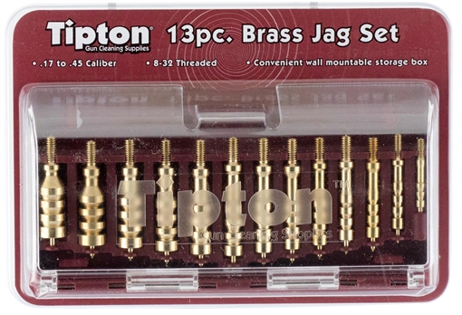 Tipton Jag Set Multi-Caliber 8-32/5-40 Thread Brass 13 Pieces Includes Storage Box 749245