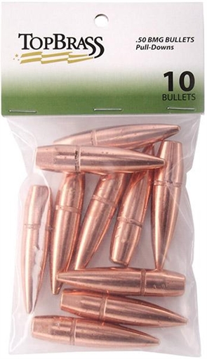 Top Brass Pull-Down Bullets .50 BMG 647gr FMJ 10/ct JB11010-PD-10