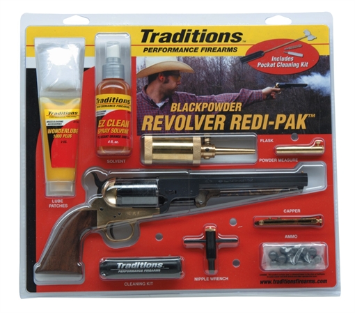 Traditions 1851 Navy Break Open 44 Cal #11 Percussion 7.50" 6 Shot Brass Frame Blued Barrel & Cylinder Walnut Grip (Redi-Pak) FRS18511