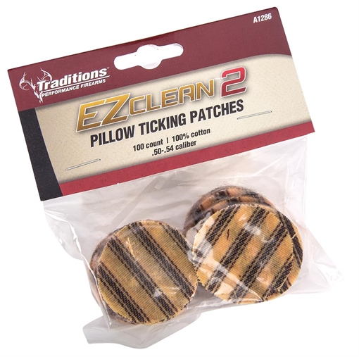 Traditions EZ Clean 2 Pillow Ticking Patches .50 .54 Cal Cotton 100 Per Pack A1286