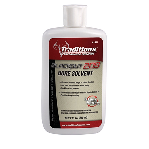 TRADITIONS MUZZLELOADING BLACKOUT 209 BORE SOLVENT 8 OZ BOTT;E( 6 PER CASE ) A1941