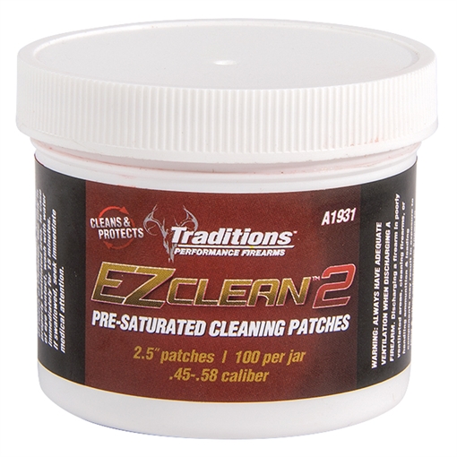 TRADITIONS MUZZLELOADING EZ CLEAN 2 PRE SATURATED CLEANING PATCHES 100/PK ( 6 PER CASE ) A1931