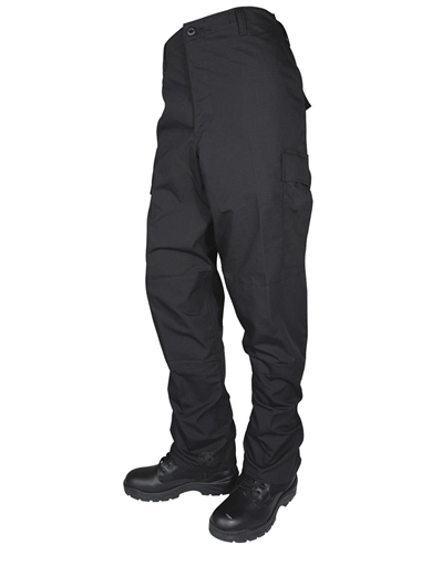 Tru-Spec BDU Basic Pants - 6.5oz. 65/35 Polyester Cotton Rip-Stop Zip Fly Closure Black Small 1827003