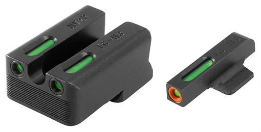 Truglo TFX Pro Tritium/Fiber-Optic Day/Night Sights Fit Novak LoMount cut .260 front / .500 rear - Orange Outline Front/Rear Green TG13NV3PC