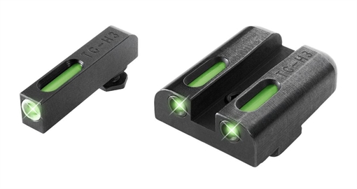Truglo TFX Tritium/Fiber Optic Day/Night Sights Fits Glock 20 21 25 28 29 30 31 32 37 40 and 41 - White Outline Front/Rear Green TG13GL2A
