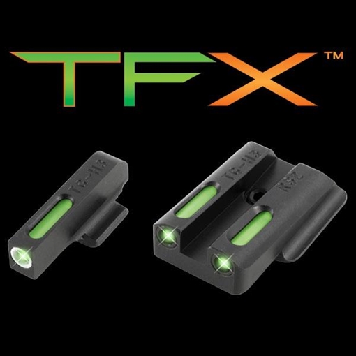 TruGlo TFX Black Green Tritium & Fiber Optic White Outline Front Sight Green Tritium & Fiber Optic Rear Sight TG13RS2A