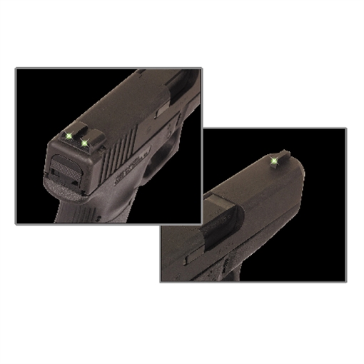 TruGlo Tritium Green Tritium Front & Rear/Black Nitride Fortress Frame, Compatible w/Glock 9mm Luger/40 S&W, Front Post/Rear Dovetail Mount TG231G1