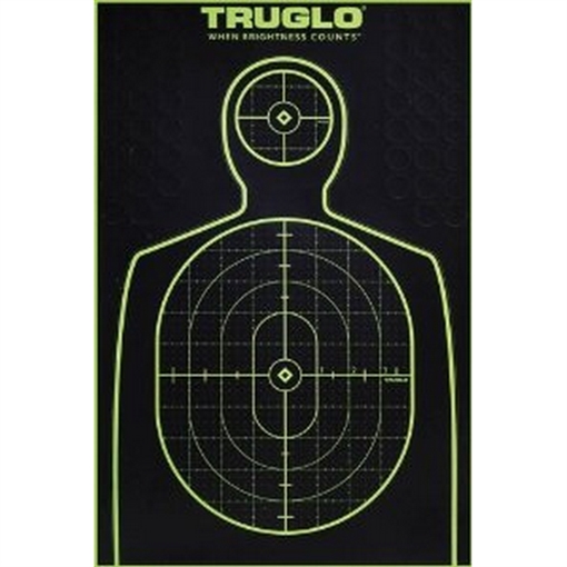 TruGlo Tru-See Handgun Target Self-Adhesive Heavy Paper Black/Green 12"x18" Silhouette 6 Pack TG13A6
