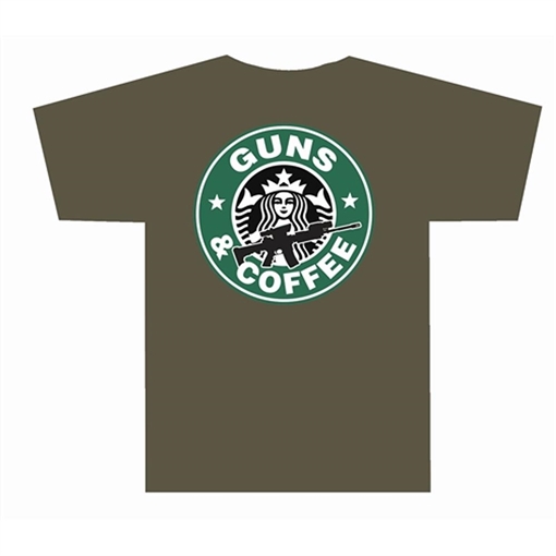 Tuff Products Guns and Coffee Short Sleeve Shirt OD Green L 3001-OD-LG