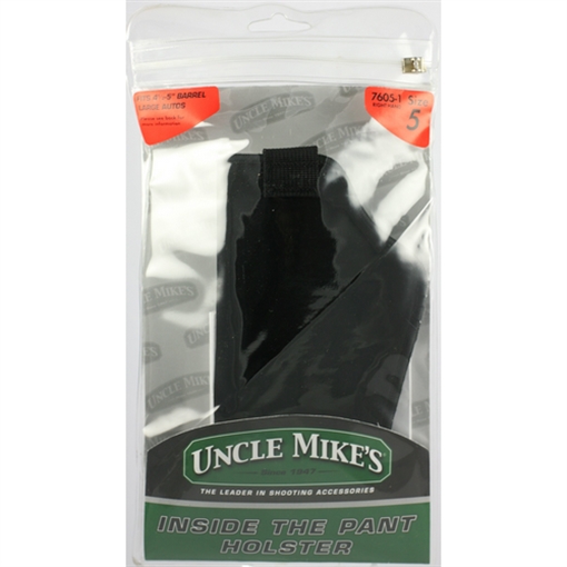 Uncle Mike's Inside The Pants Holster IWB Size 05 Black Suede Like Belt Clip Fits Large Semi-Auto Fits 4.50-5" Barrel Right Hand 76051