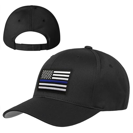 Thin Blue Line Velcro Hat - Thin Blue Line American Flag, Black HAT-TBLAM-VELCRO-BLACK