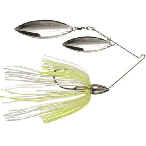 WAR EAGLE SPINNER BAITS NKL FRAME DOUBLE WILLOW SPINNRBAIT WHITE CHARTREUSE PEARL WE38NW45