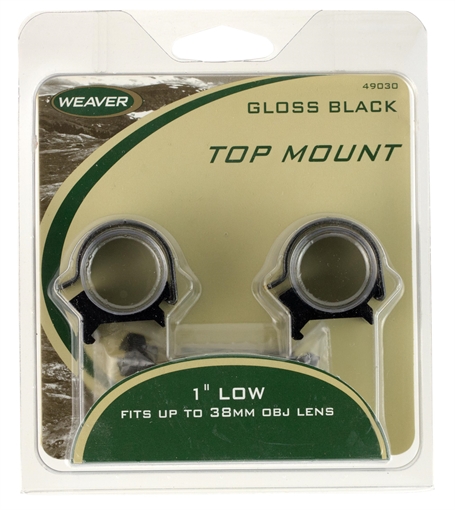 Weaver Detachable Top Mount Aluminum Scope Rings 1" Low - Gloss Black 0766838 49030