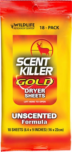 Wildlife Research Wildlife Research Scent Killer Dryer Sheets Gold 18 pk. 1280