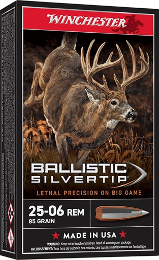Winchester Ammo Ballistic Silvertip 25-06Rem 85gr Fragmenting Polymer Tip 20 Per Box/10 Case SBST2506A