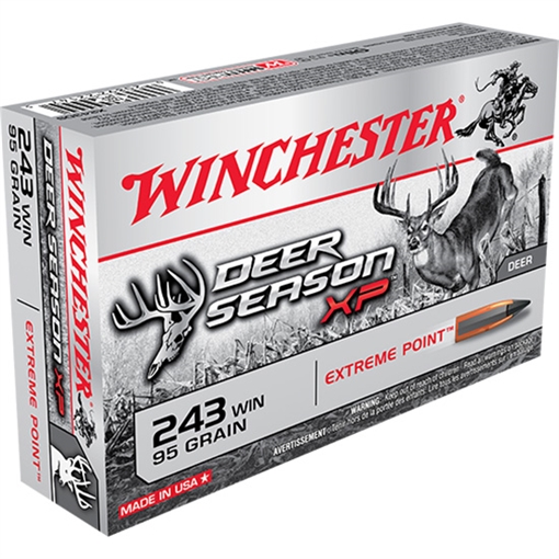 Winchester Ammunition Deer Season, 243 Win, 95 Grain, Extreme Point Polymer Tip, 20 Round Box X243DS