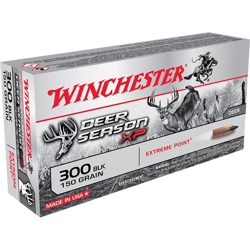 WINCHESTER DEER SEASON XP RIFLE AMO 300 BLACKOUT 150GR EXTREME POINT POLY TIP 20RD (10 BOX CASE) X300BLKDS