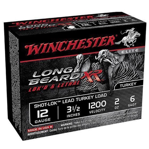 Winchester Ammunition Long Beard XR, 12 Gauge, 3.5" Chamber, #6, 2 oz, Shotshell Shot-Lok with Lead Shot, 10 Round Box STLB12L6