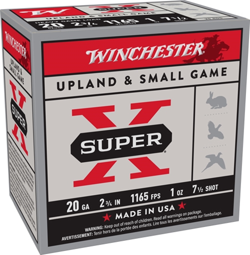 WINCHESTER SUPER-X 20GA 2.75" 1OZ #7.5 1165FPS 250RD CASE XU20H7