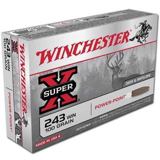 Winchester Ammunition Super-X, 243WIN, 100 Grain, Power Point, 20 Round Box X2432A1