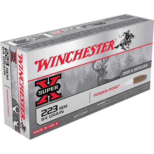 Winchester Ammunition Super-X, 223REM, 64 Grain, Power Point, 20 Round Box X223R2