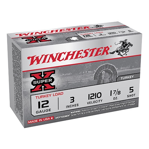 Winchester Ammo Super X Magnum Turkey 12Gauge 3" 1 7/8oz Copper Plated 5Shot 10 Per Box/10 Case X123MT5