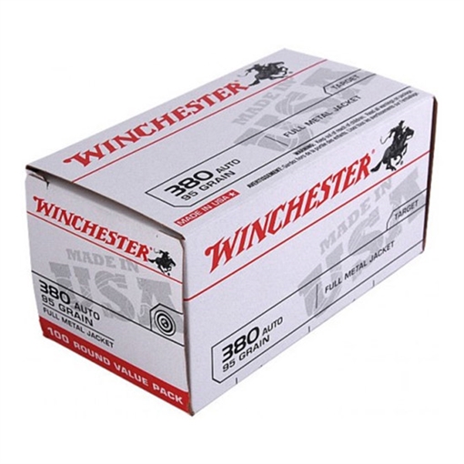 Winchester Ammo USA 380ACP 95gr Full Metal Jacket Flat Nose 100 Per Box/5 Case USA380VP