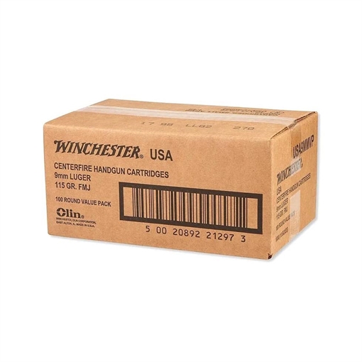 Winchester USA 9mm 115 gr. FMJ Bulk 1000/rd Case (5-boxes/200RD) USA9WC