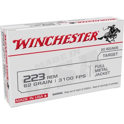 Winchester USA LC Rifle Ammunition .223 Rem 62 gr. FMJ 3100 fps 20/ct W223FMJ62