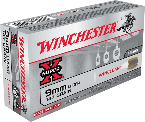 Winchester Ammunition Super X Winclean, 9MM, 147 Grain, Brass Enclosed Base Clean, 50 Round Box WC93