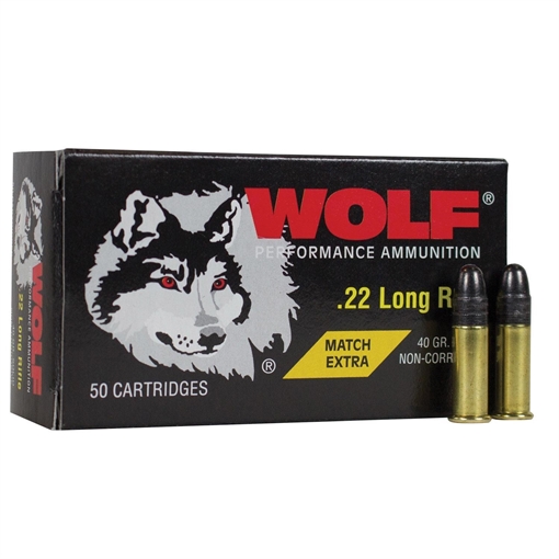 Wolf Match Extra Rimfire Ammunition .22 LR 40 gr RN 1050 fps 50/ct 22XTRA
