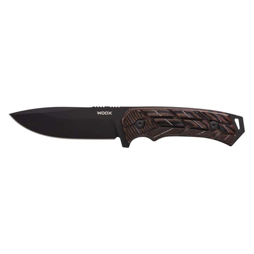 WOOX ROCK62 X-GRIP FIXED BLADE KNIFE - MIL-SPEC BLACK - MICARTA X-GRIP BROWN BUKNF00118 BU.KNF001.18