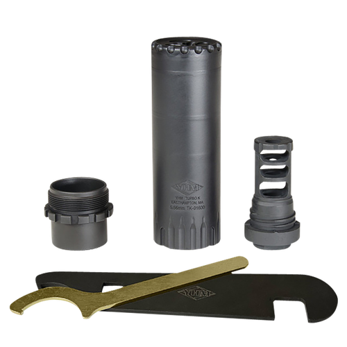 Yankee Hill Turbo K RB Suppressor 5.56x45mm NATO, 4.90" L, Black Stainless, Phantom QD Adapter, 1/2"-28 tpi Muzzle Brake